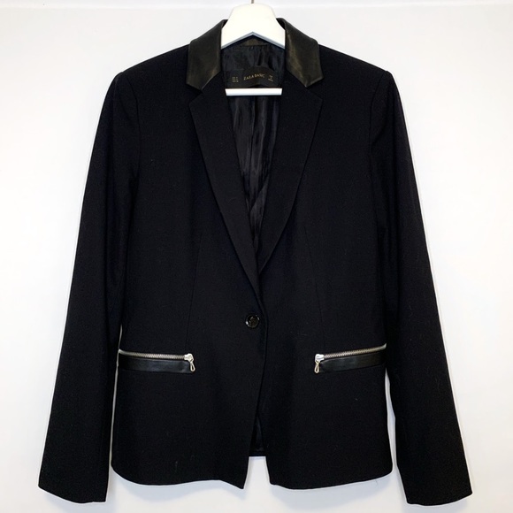 Zara Blazer with Leather Trim